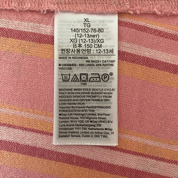 Gap Kids Girls XL (12) Colorful Striped Bow Sleeve Dress Linen Rayon Blend NWT - Picture 8 of 8